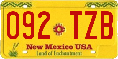 NM license plate 092TZB