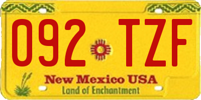 NM license plate 092TZF