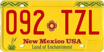 NM license plate 092TZL