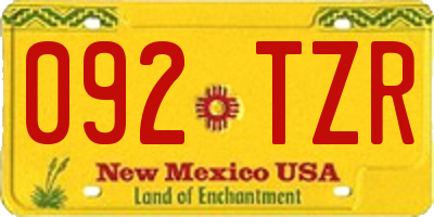 NM license plate 092TZR