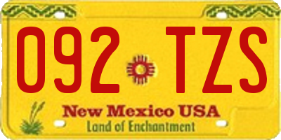 NM license plate 092TZS