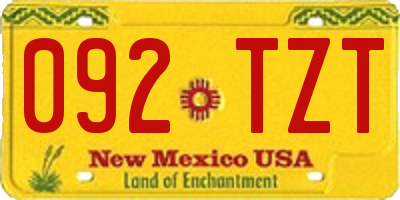 NM license plate 092TZT