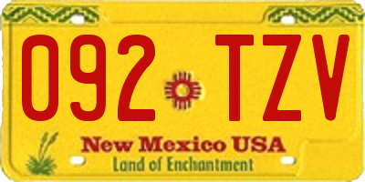 NM license plate 092TZV