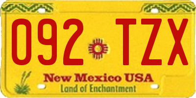 NM license plate 092TZX