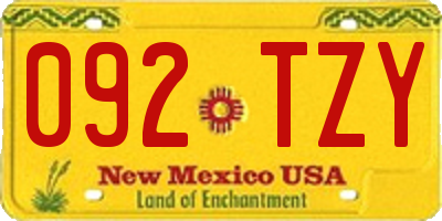 NM license plate 092TZY
