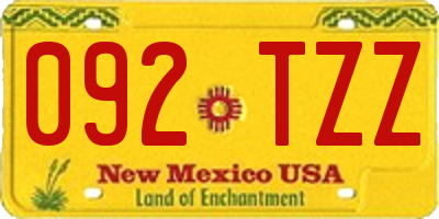 NM license plate 092TZZ