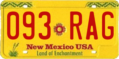 NM license plate 093RAG