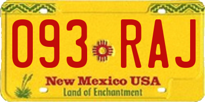 NM license plate 093RAJ