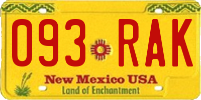 NM license plate 093RAK