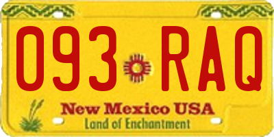 NM license plate 093RAQ