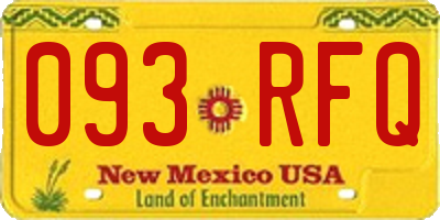 NM license plate 093RFQ