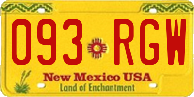 NM license plate 093RGW