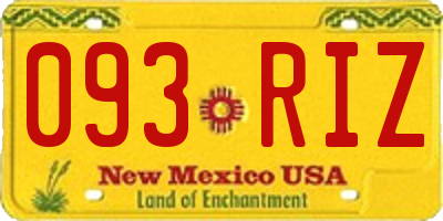 NM license plate 093RIZ