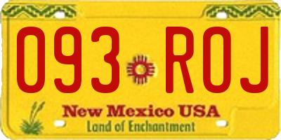 NM license plate 093ROJ