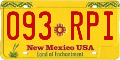 NM license plate 093RPI
