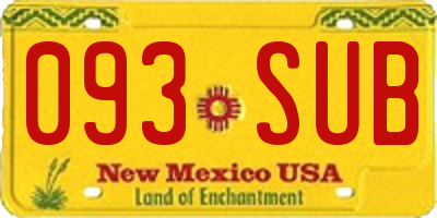 NM license plate 093SUB