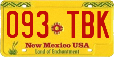 NM license plate 093TBK