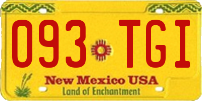 NM license plate 093TGI