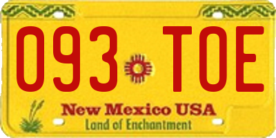 NM license plate 093TOE