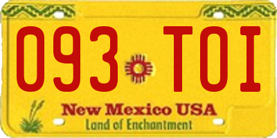 NM license plate 093TOI