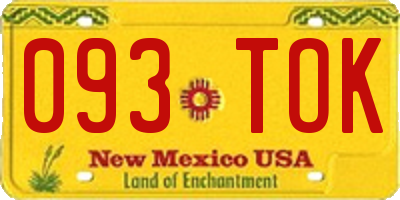 NM license plate 093TOK