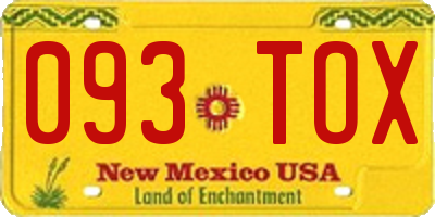 NM license plate 093TOX