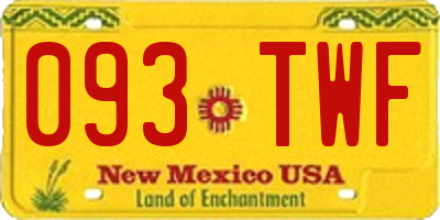 NM license plate 093TWF