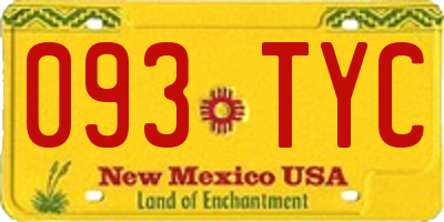 NM license plate 093TYC
