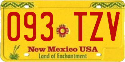 NM license plate 093TZV