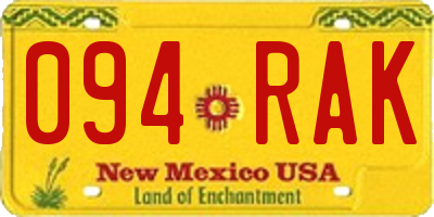 NM license plate 094RAK