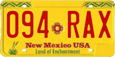 NM license plate 094RAX