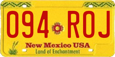 NM license plate 094ROJ