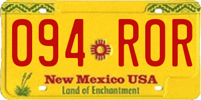 NM license plate 094ROR