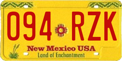 NM license plate 094RZK