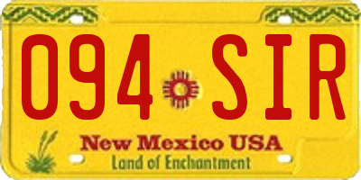 NM license plate 094SIR