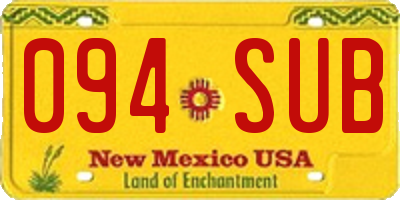 NM license plate 094SUB