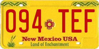 NM license plate 094TEF