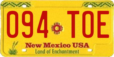 NM license plate 094TOE