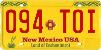 NM license plate 094TOI
