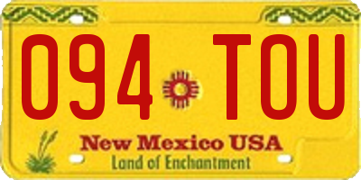 NM license plate 094TOU