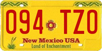 NM license plate 094TZO