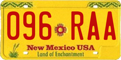 NM license plate 096RAA