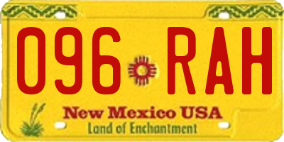 NM license plate 096RAH