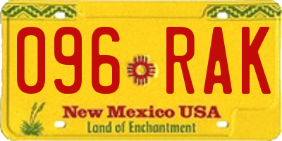 NM license plate 096RAK