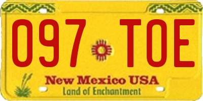 NM license plate 097TOE