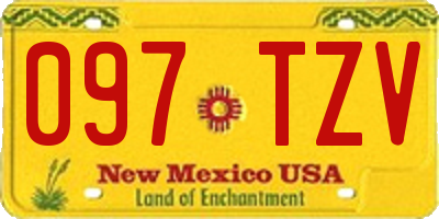 NM license plate 097TZV