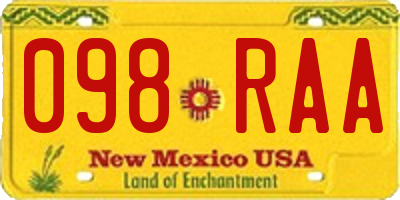 NM license plate 098RAA