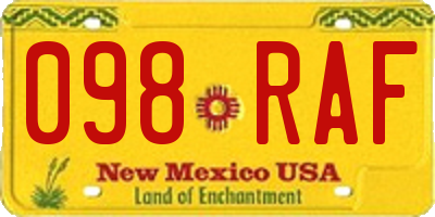 NM license plate 098RAF
