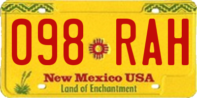 NM license plate 098RAH