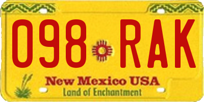 NM license plate 098RAK